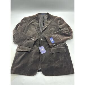 Vittorio St. Angelo Velvet Velour Dark Brown Blazer Men’s Size 44L NEW